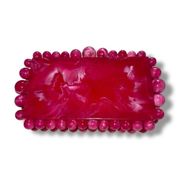 Vibrant Pink Rectangular Beaded Purse - Picture 2 of 4